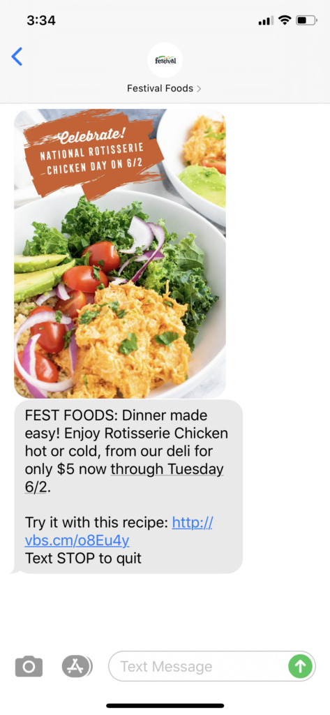 Festival Foods Text Message Marketing Example - 05.31.2020