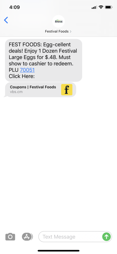 Festival Foods Text Message Marketing Example - 06.19.2020