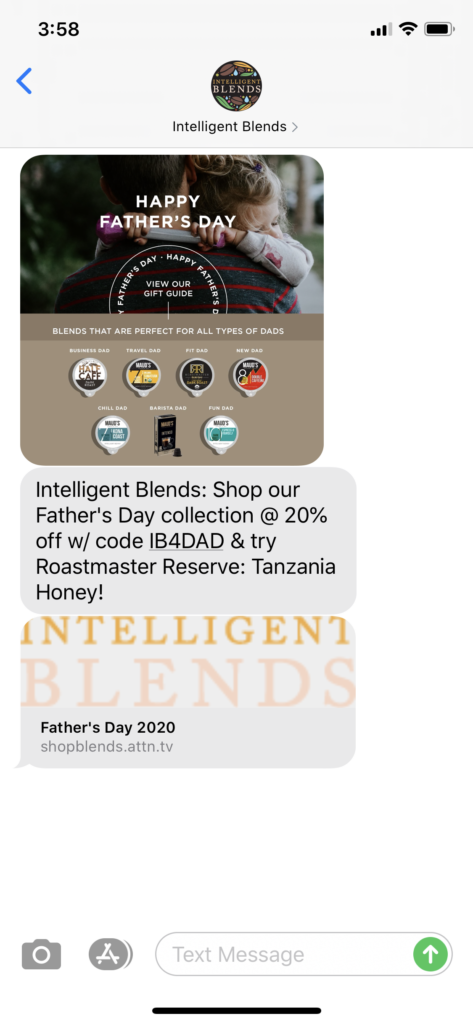 Intelligent Blends Text Message Marketing Example - 06.18.2020