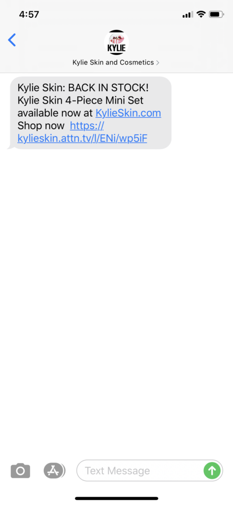 Kylie Skin and Cosmetics Text Message Marketing Example - 06.17.2020
