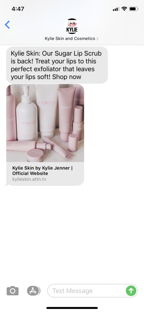 Kylie Skin and Cosmetics Text Message Marketing Example - 06.22.2020