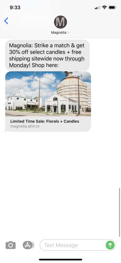 Magnolia Text Message Marketing Example - 06.13.2020
