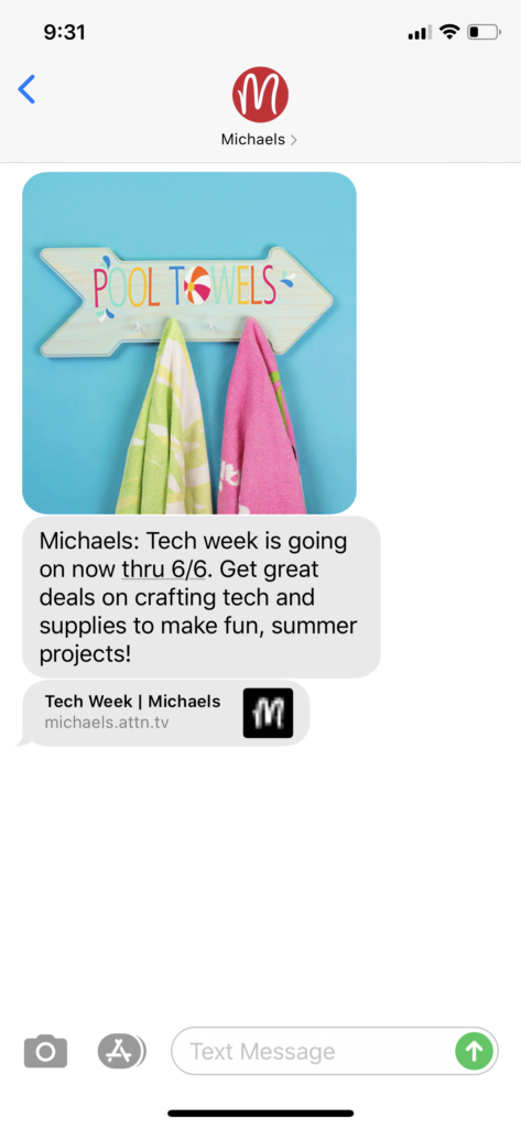 Michaels Text Message Marketing Example - 06.02.2020