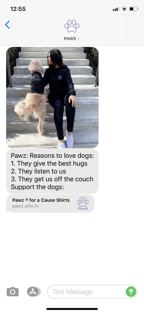 PAWS Text Message Marketing Example - 05.28.2020