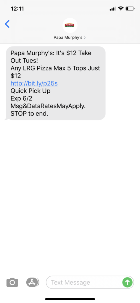 Papa Murphy’s Text Message Marketing Example - 06.02.2020