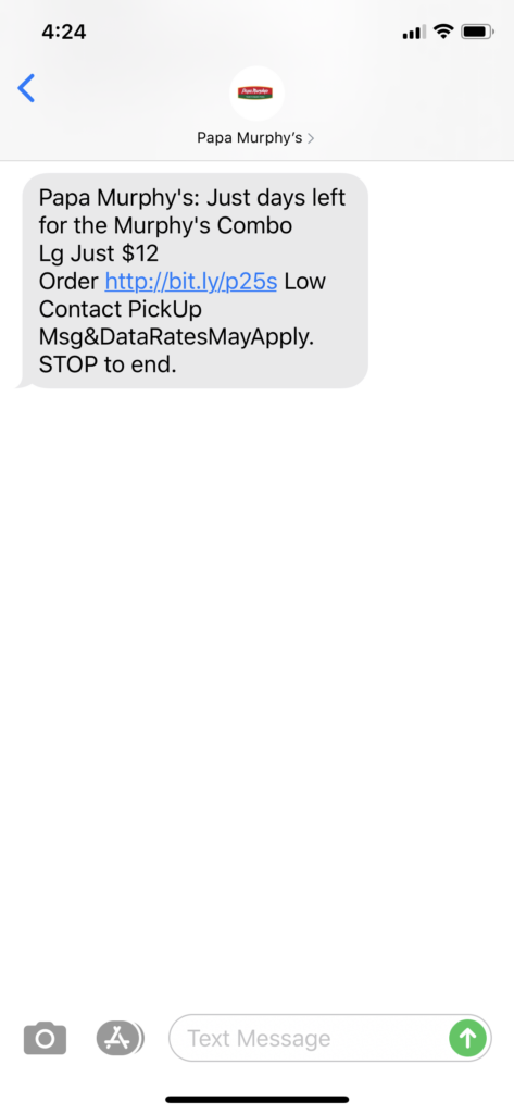 Papa Murphy’s Text Message Marketing Example - 06.20.2020