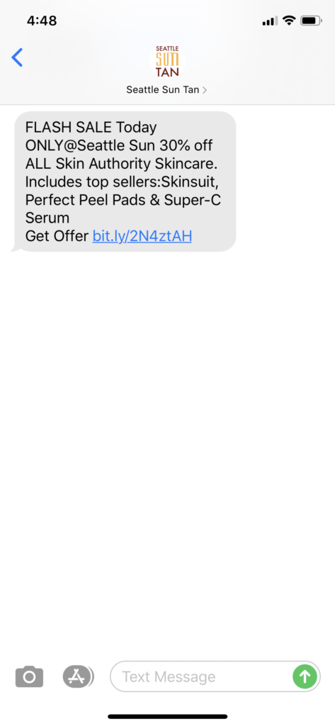 Seattle Sun Tan Text Message Marketing Example - 06.22.2020