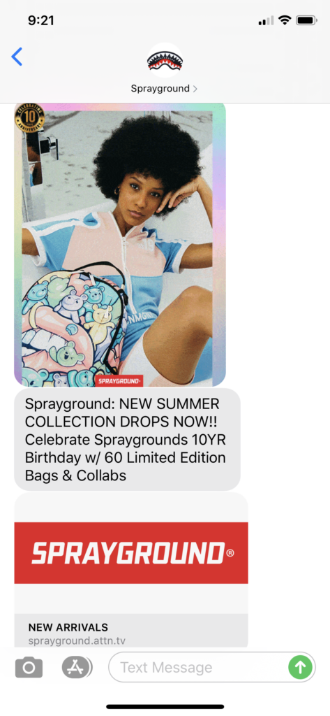 Sprayground Text Message Marketing Example - 06.14.2020