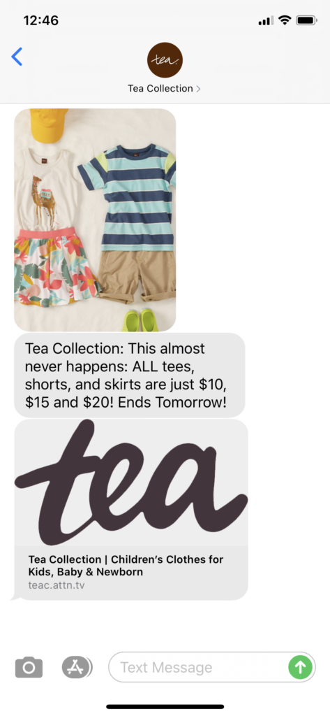 Tea Collection Text Message Marketing Example - 06.06.2020