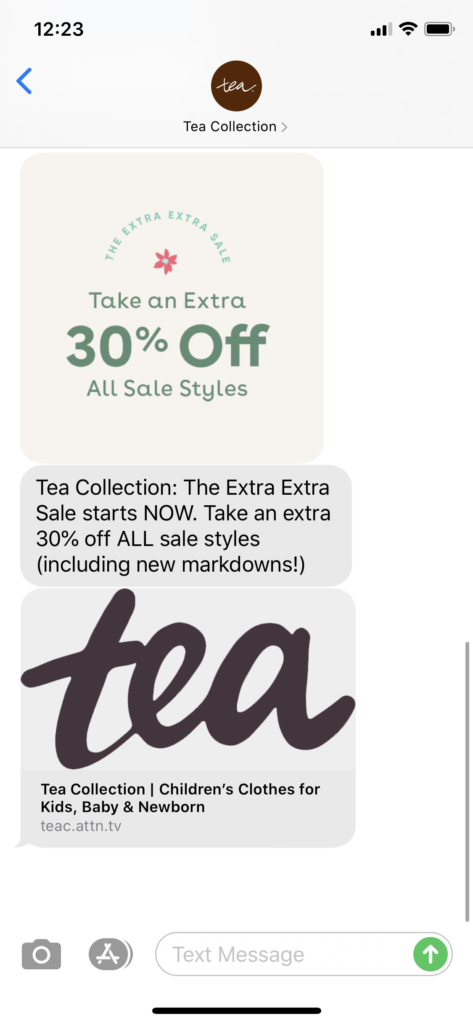 Tea Collection Text Message Marketing Example - 06.09.2020