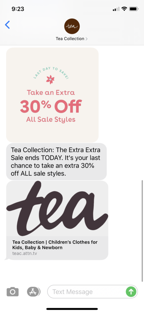 Tea Collection Text Message Marketing Example - 06.14.2020