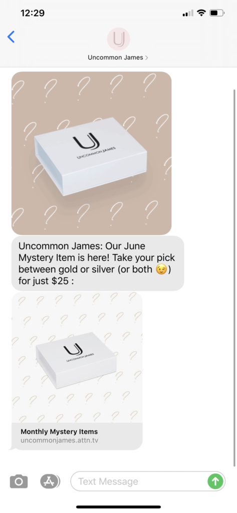 Uncommon James Text Message Marketing Example - 06.01.2020