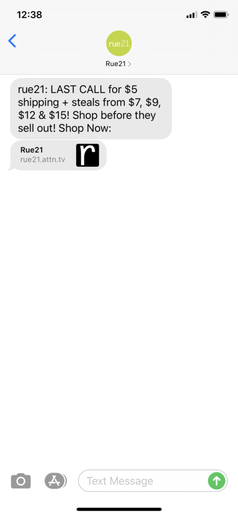 rue21 Text Message Marketing Example - 06.07.2020
