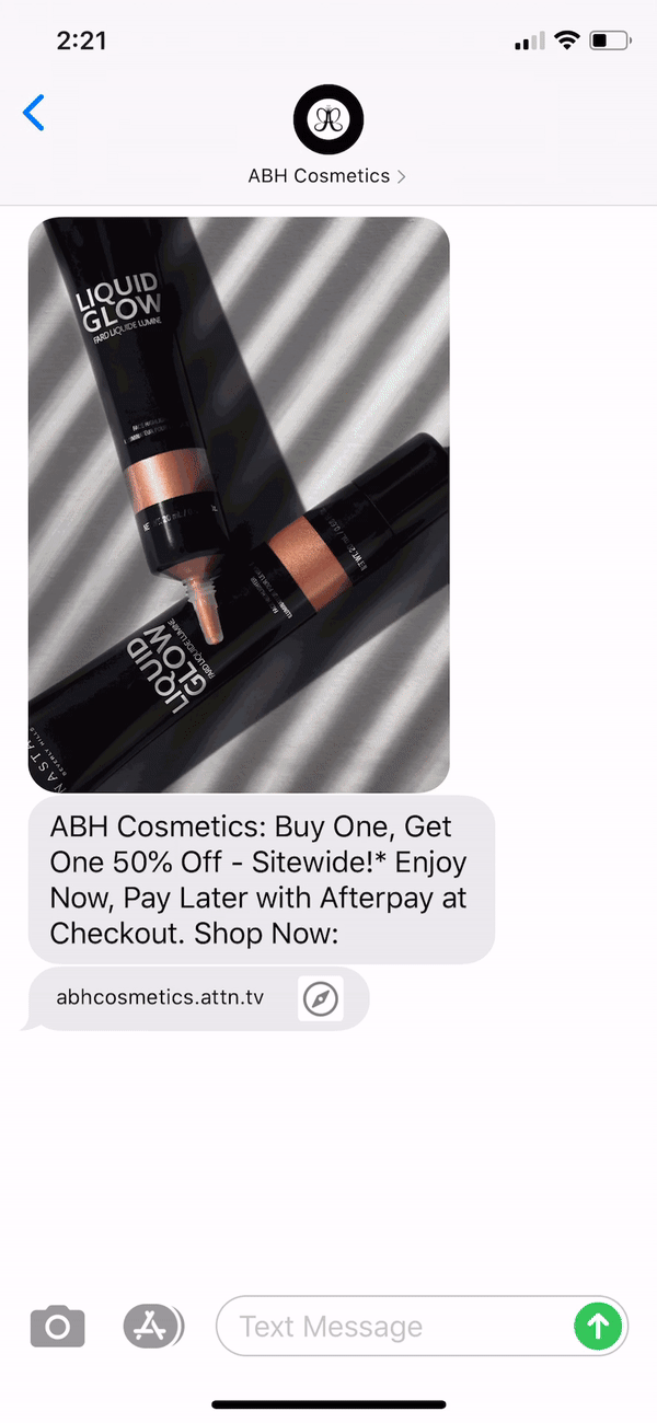 ABH Text Message Marketing Example - 07.17.2020