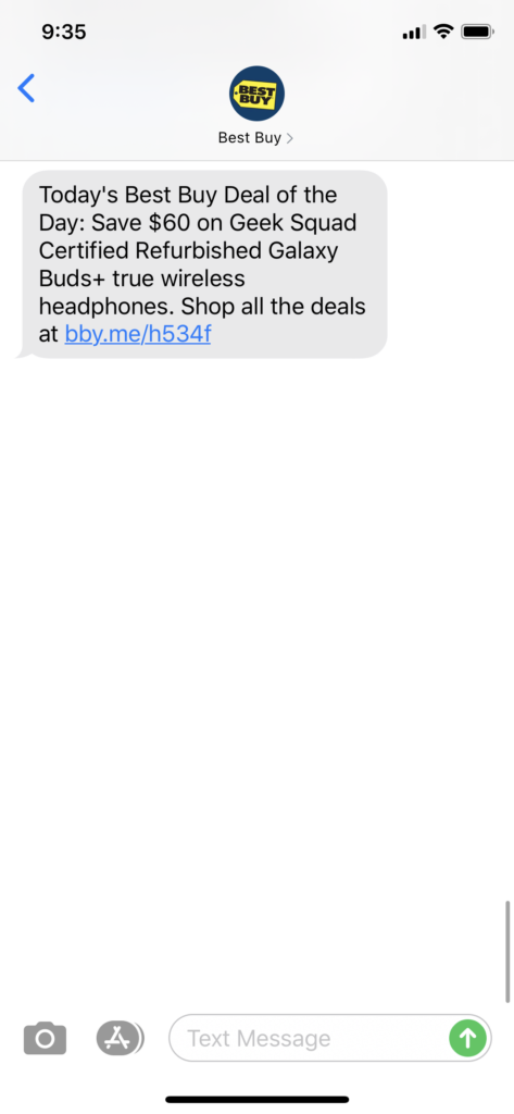 Best Buy Text Message Marketing Example - 07.01.2020