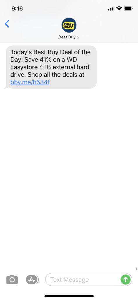 Best Buy Text Message Marketing Example - 07.02.2020
