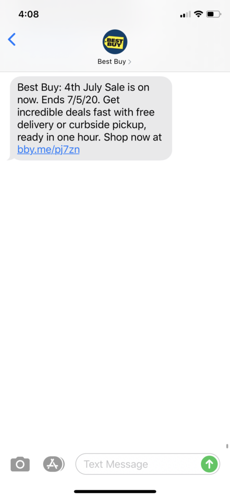 Best Buy Text Message Marketing Example - 07.03.2020