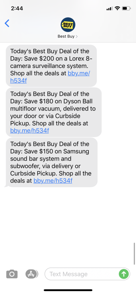 Best Buy Text Message Marketing Example - 07.06.2020