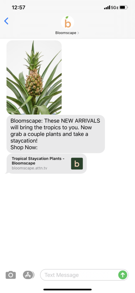 Bloomscape Text Message Marketing Example - 06.24.2020