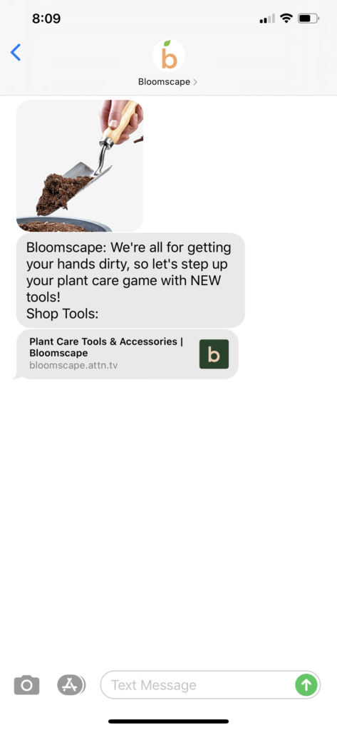Bloomscape Text Message Marketing Example - 07.08.2020