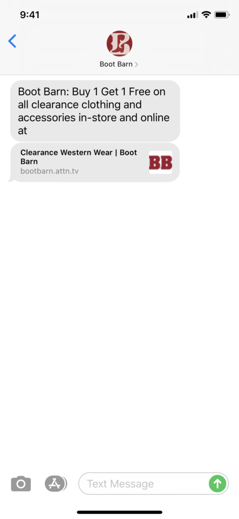Boot Barn Text Message Marketing Example - 07.24.2020