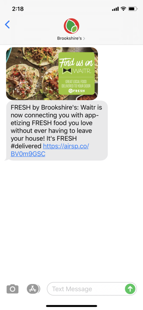 Brookshire’s Text Message Marketing Example - 07.14.2020