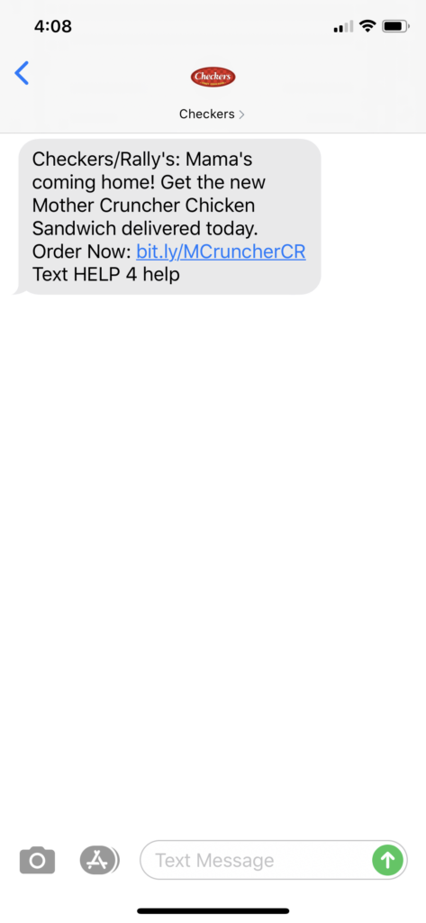 Checkers Text Message Marketing Example - 06.24.2020