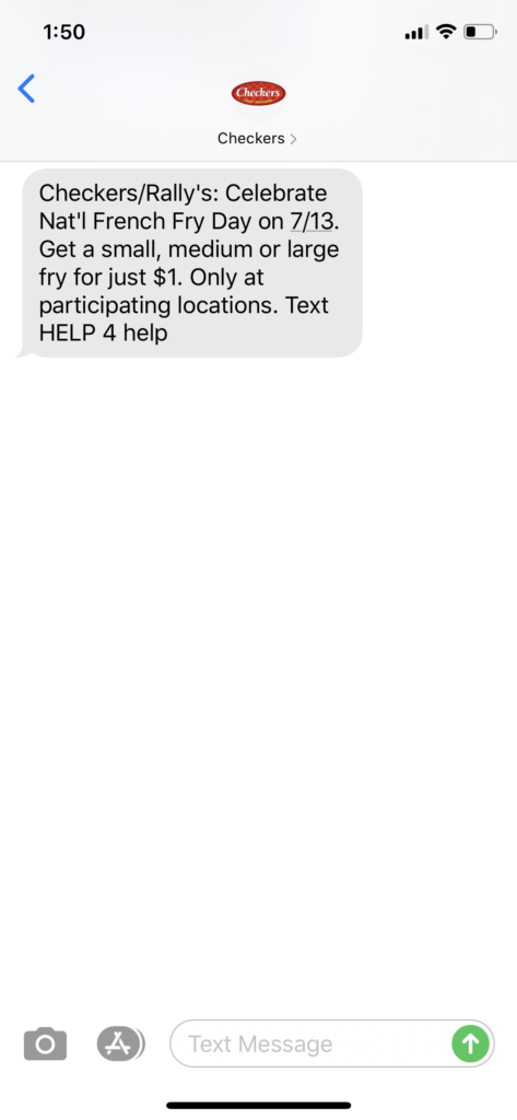 Checkers Text Message Marketing Example - 07.10.2020