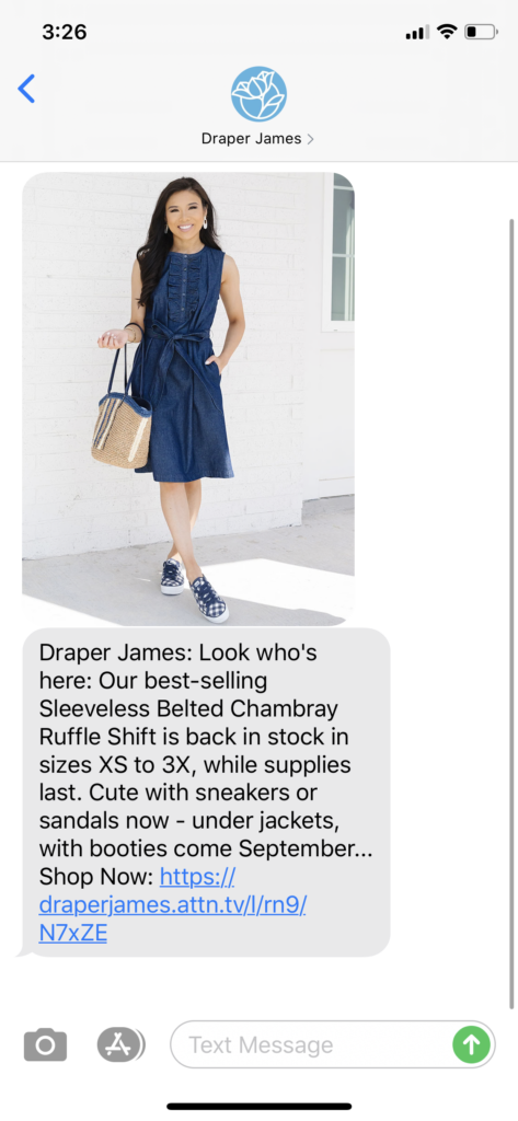 Draper James Text Message Marketing Example - 07.16.2020
