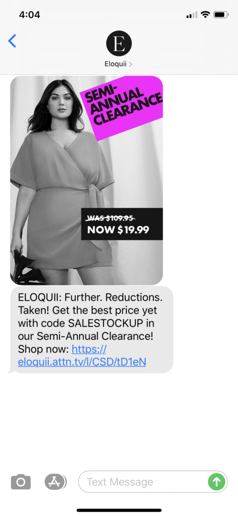 Eloquii Text Message Marketing Example - 06.28.2020