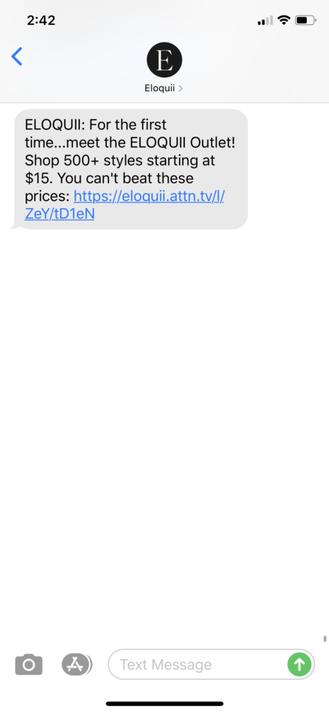 Eloquii Text Message Marketing Example - 07.06.2020