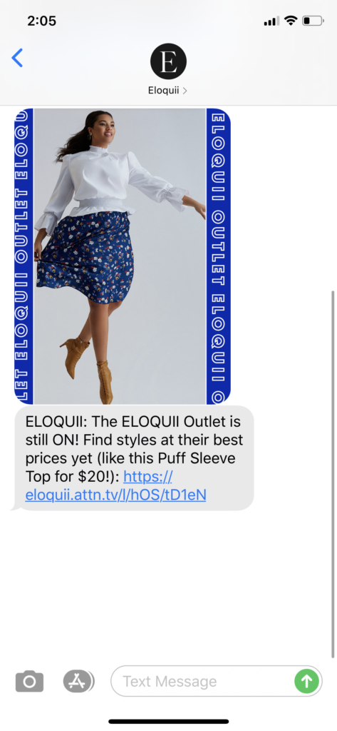 Eloquii Text Message Marketing Example - 07.08.2020