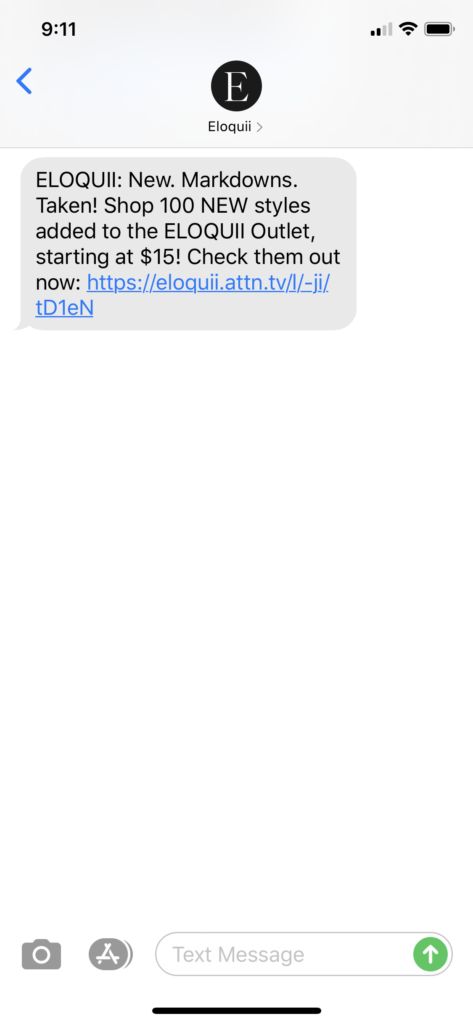 Eloquii Text Message Marketing Example - 07.12.2020