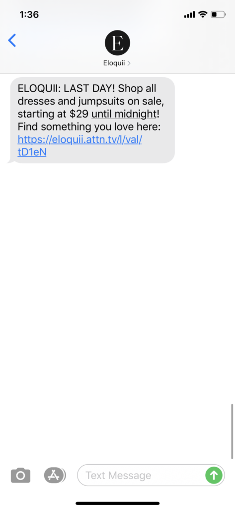 Eloquii Text Message Marketing Example - 07.23.2020