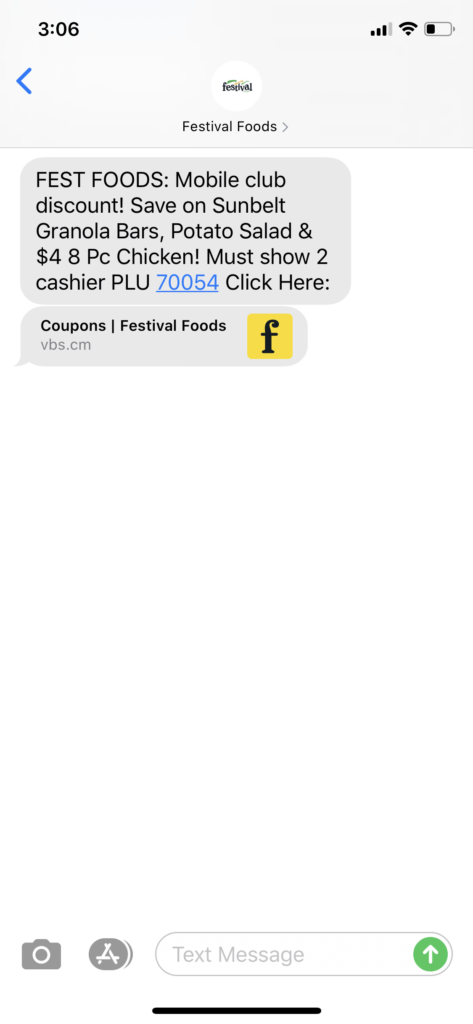 Festival Foods Text Message Marketing Example - 07.17.2020