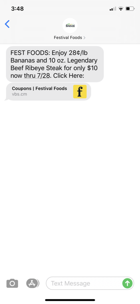 Festival Foods Text Message Marketing Example - 07.22.2020