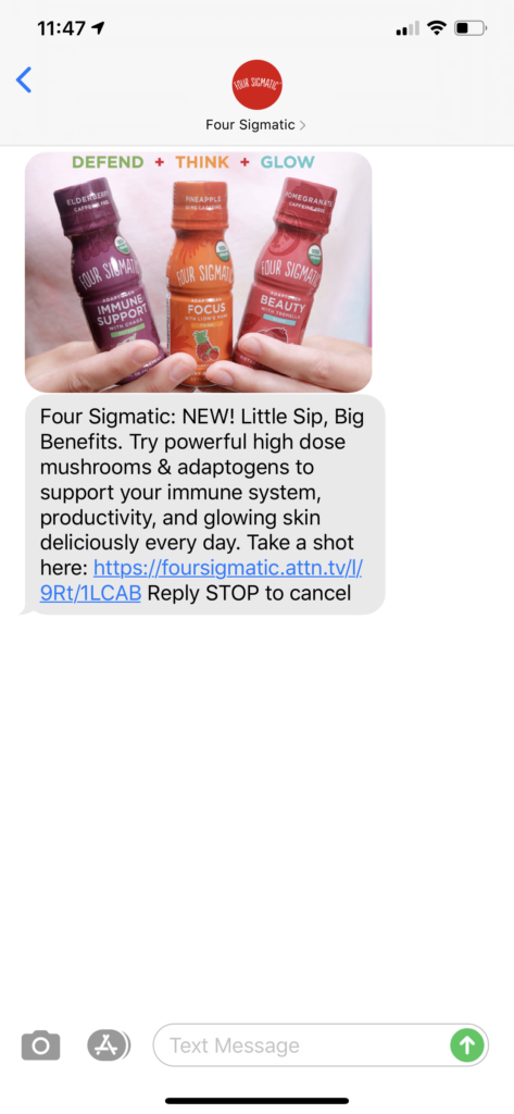 Four Sigmatic Text Message Marketing Example - 07.13.2020