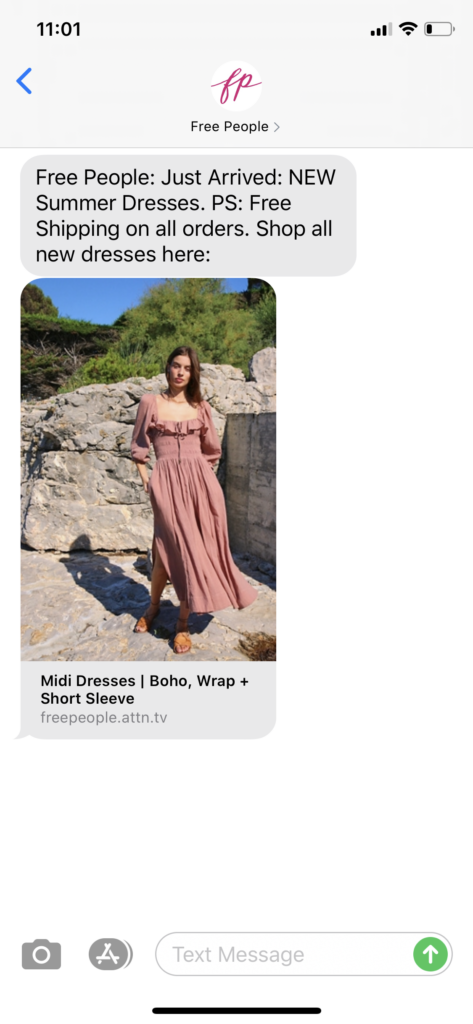 Free People Text Message Marketing Example - 07.17.2020