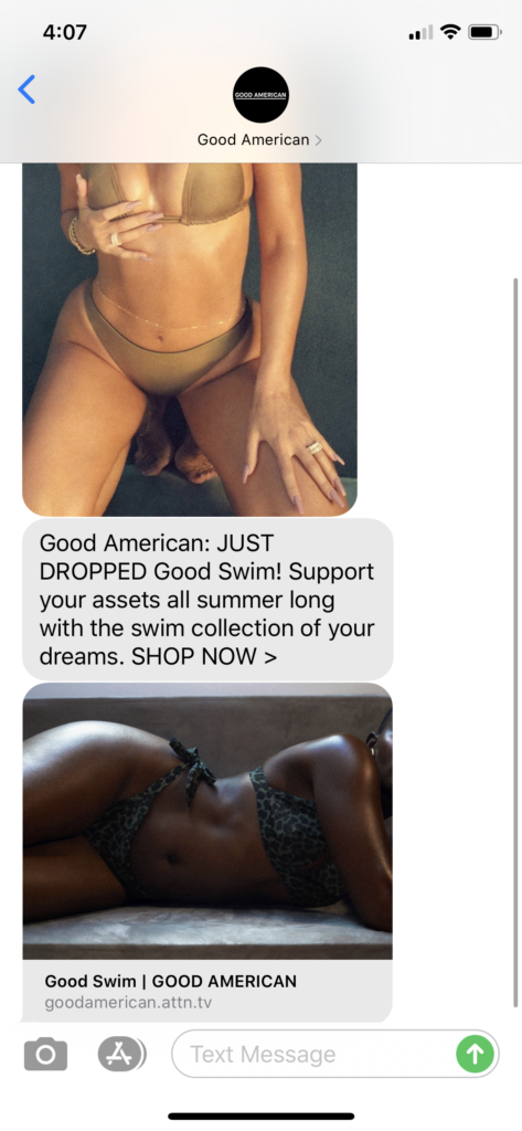 Good American Text Message Marketing Example - 06.28.2020