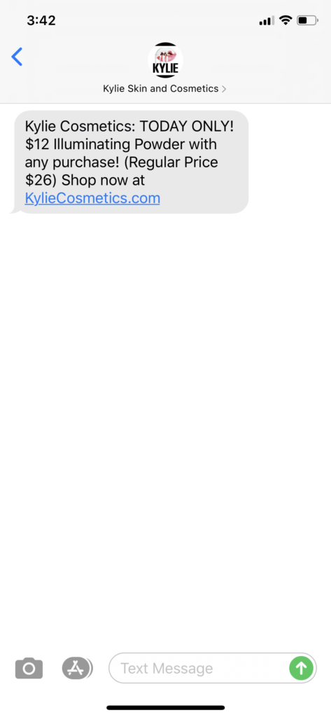 Kylie Skin and Cosmetics Text Message Marketing Example - 07.22.2020