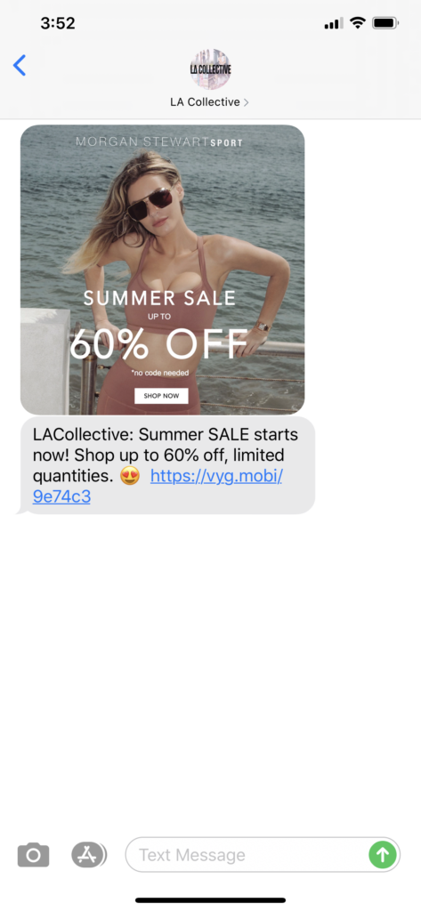 LA Collective Text Message Marketing Example - 07.01.2020
