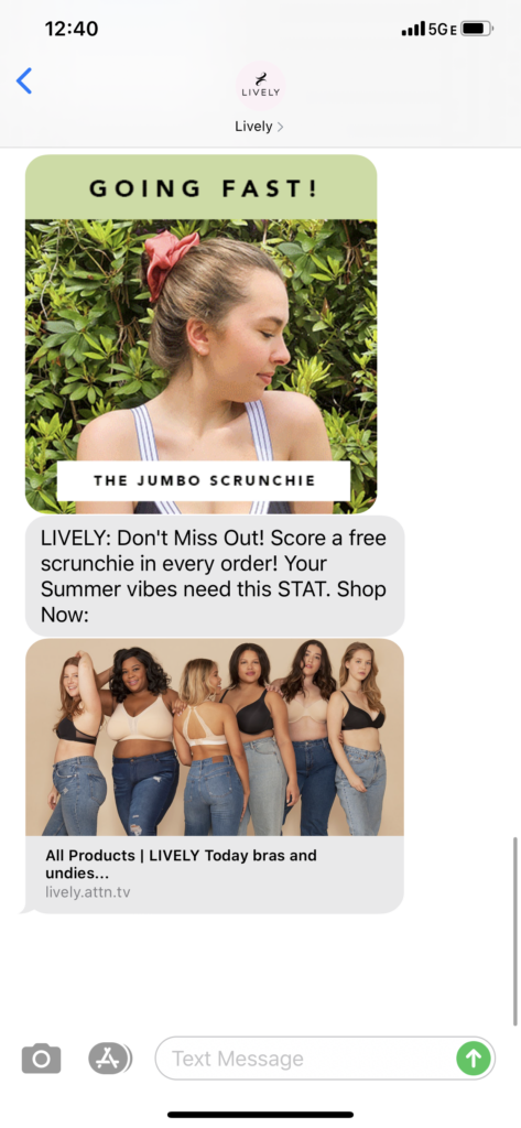 Lively Text Message Marketing Example - 06.27.2020