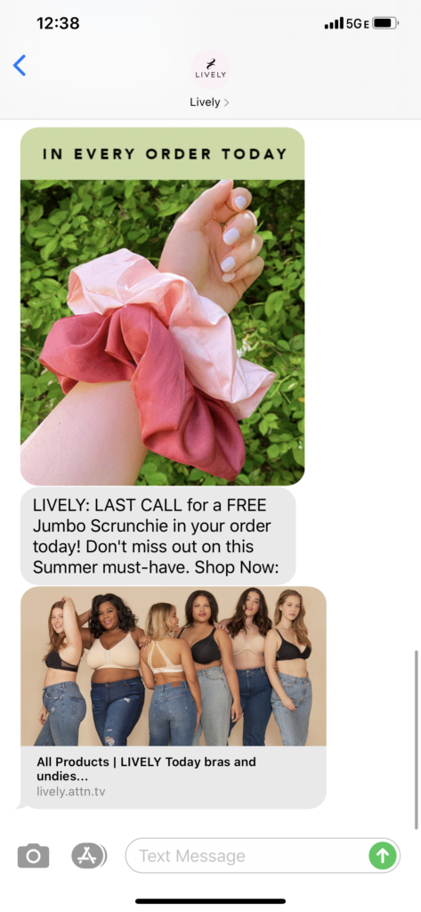 Lively Text Message Marketing Example - 06.28.2020