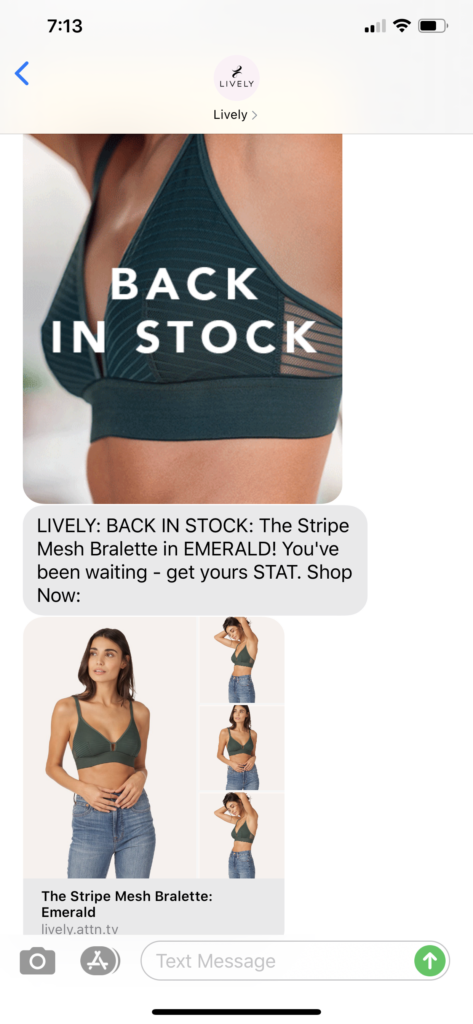 Lively Text Message Marketing Example - 07.11.2020