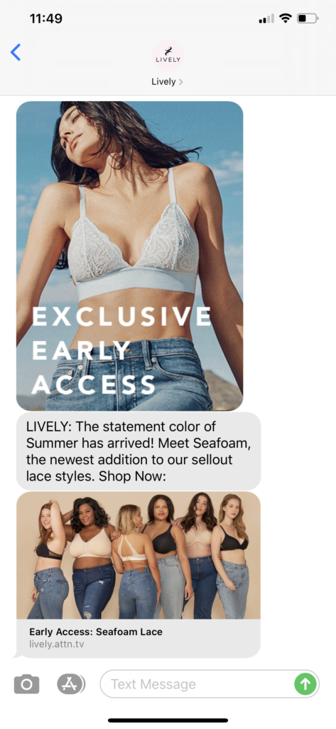 Lively Text Message Marketing Example - 07.15.2020