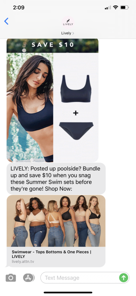 Lively Text Message Marketing Example - 07.17.2020