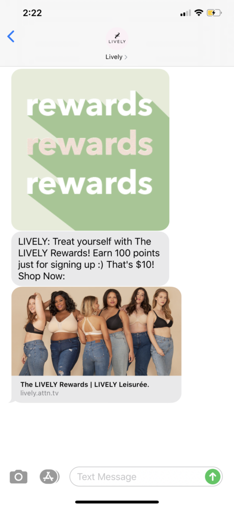 Lively Text Message Marketing Example - 07.18.2020