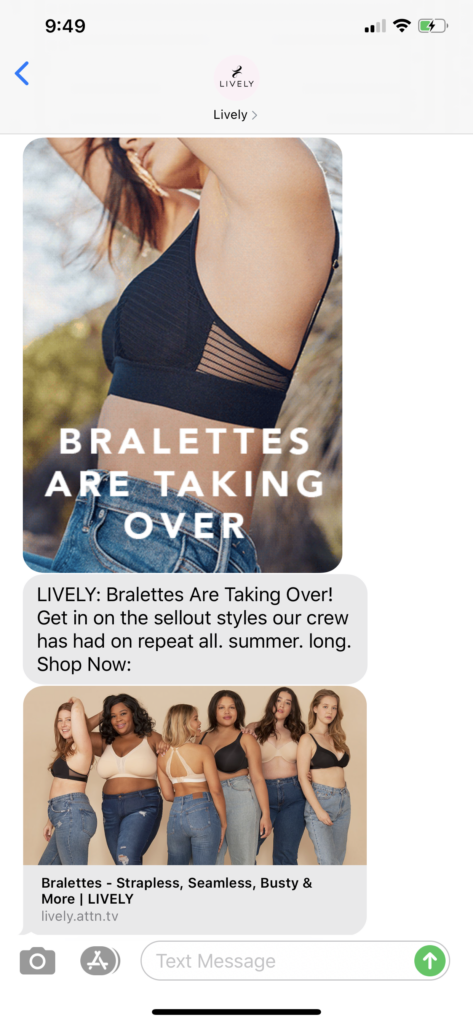 Lively Text Message Marketing Example - 07.19.2020