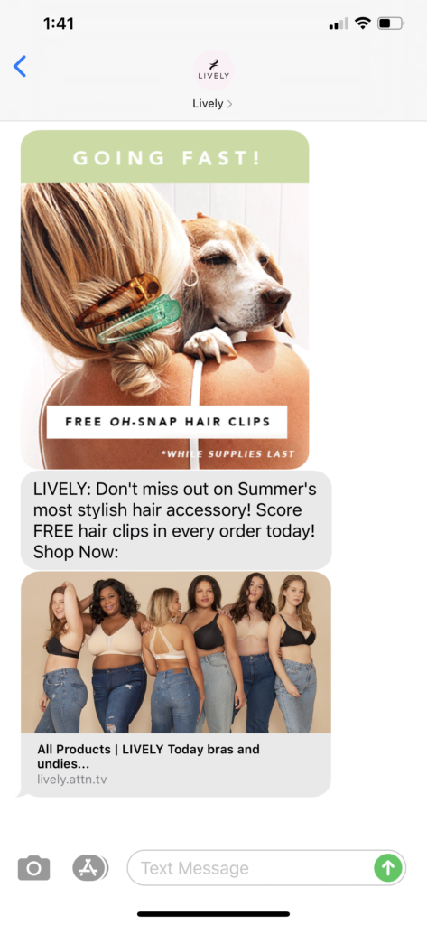 Lively Text Message Marketing Example - 07.24.2020