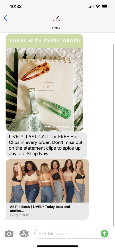 Lively Text Message Marketing Example - 07.26.2020